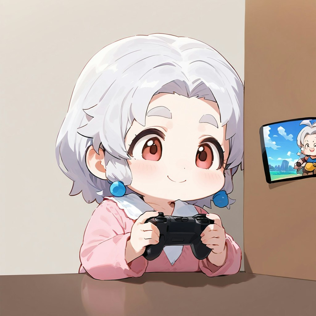 若いおばあちゃん、ゲームをする