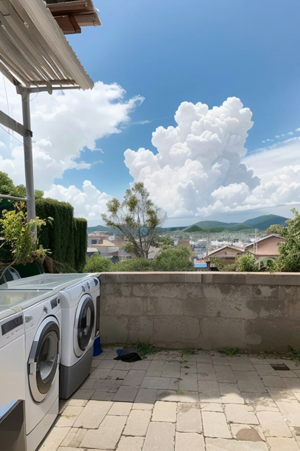 laundry dried outside,white pantyだけ