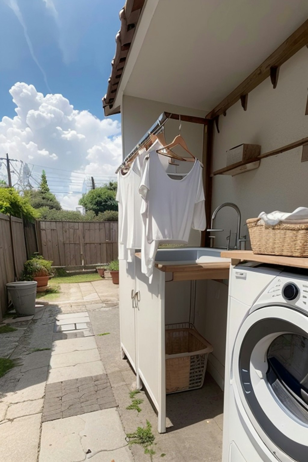 laundry dried outside,white pantyだけ