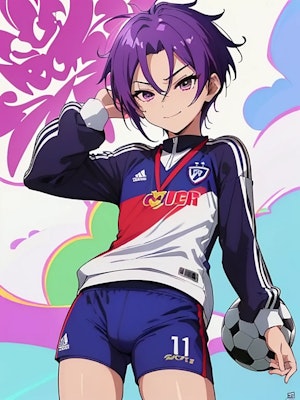 サッカー少年　【紫】