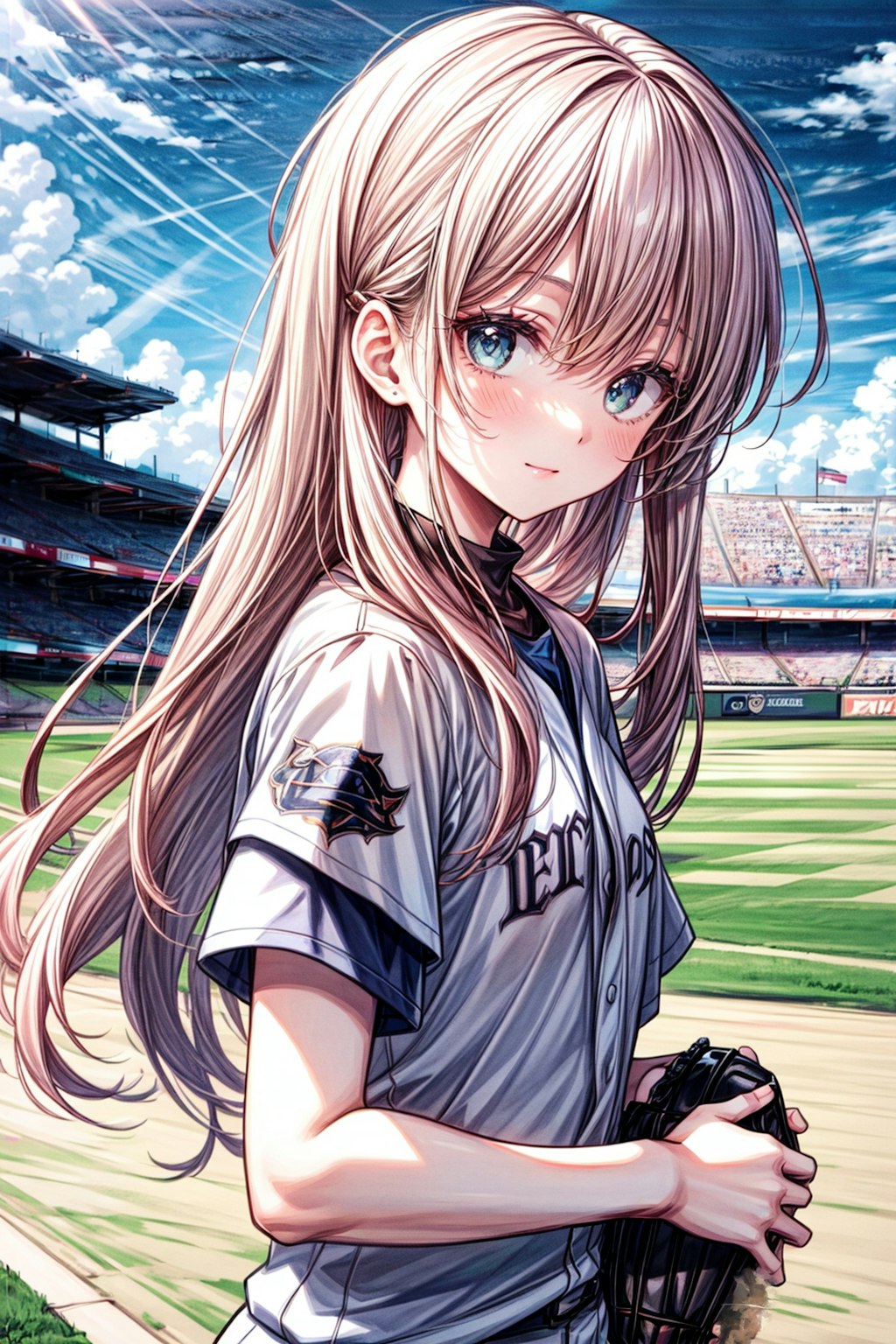 グロームを持つ少女 高校野球記念日 Girl with Gloom High School Baseball Anniversary