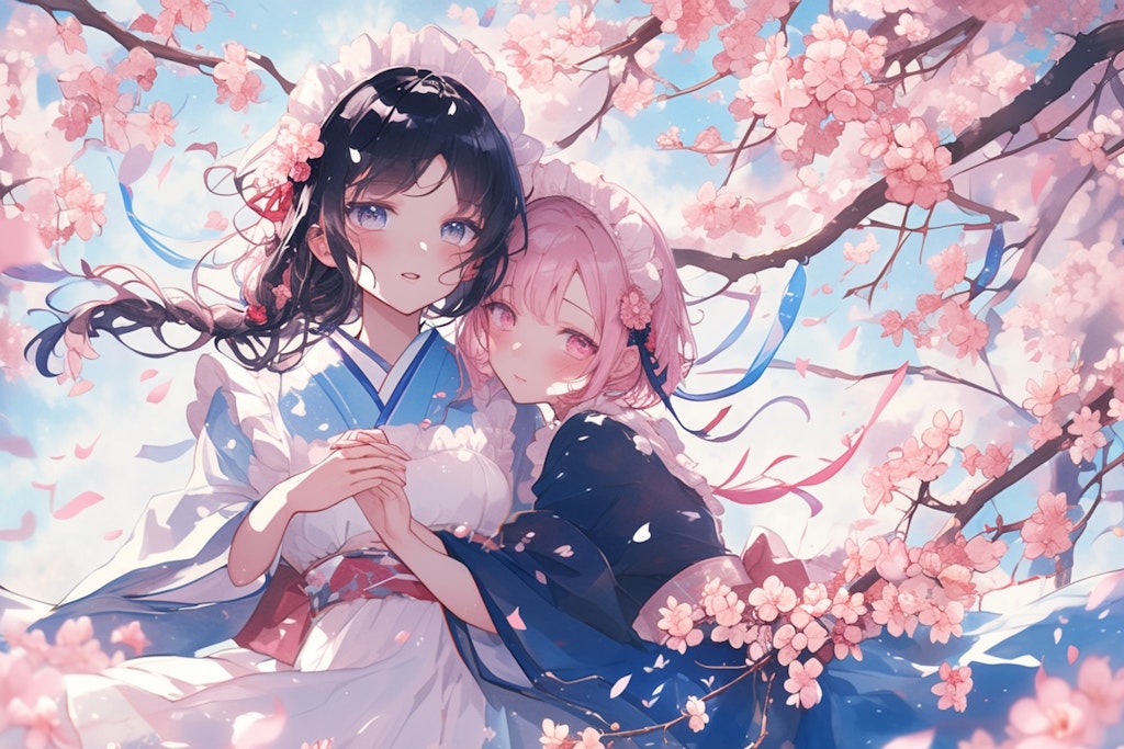 和メイドと桜