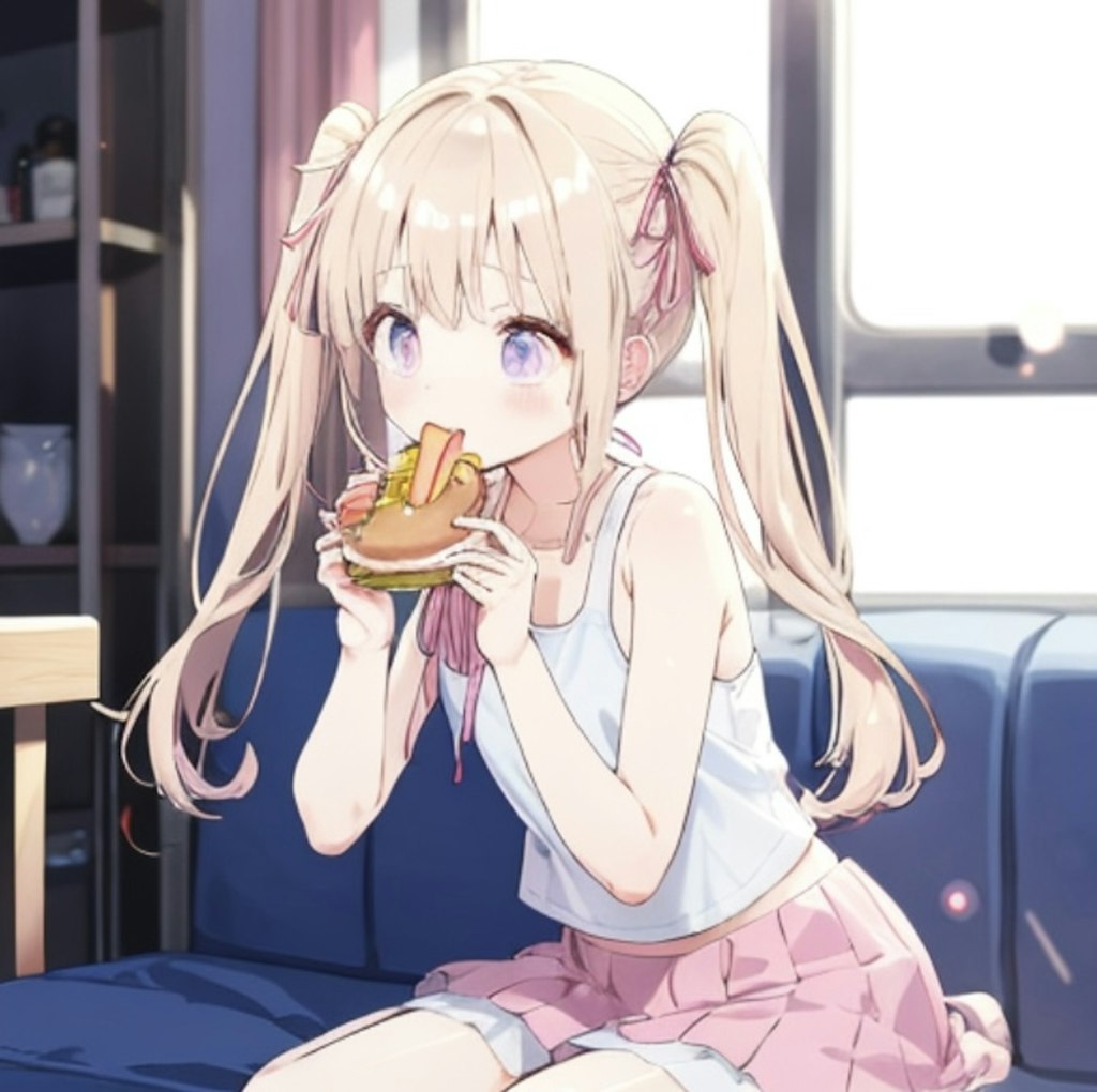 ハンバーガーを食べる少女3☆