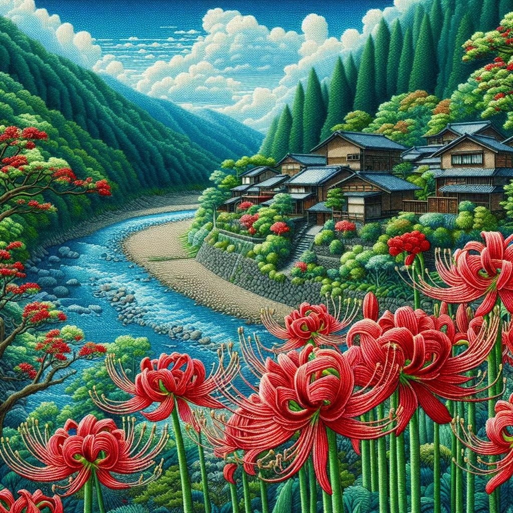 彼岸花の咲く風景