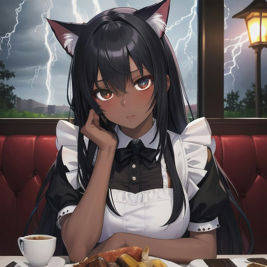 黒猫娘とホラーな食堂で