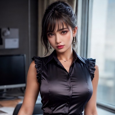 Office Lady Black Suit 12