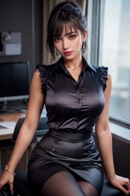 Office Lady Black Suit 12