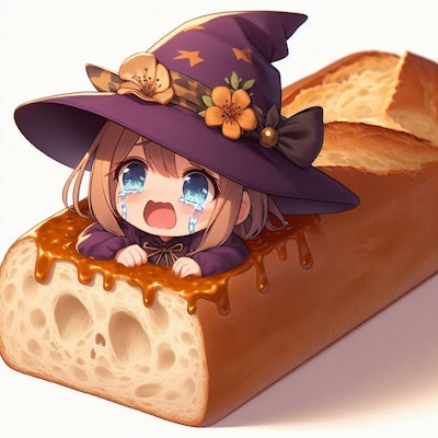 【謎画像】フランスパンの中に入る魔法を自分にかけたものの元に戻れなくなった魔法少女