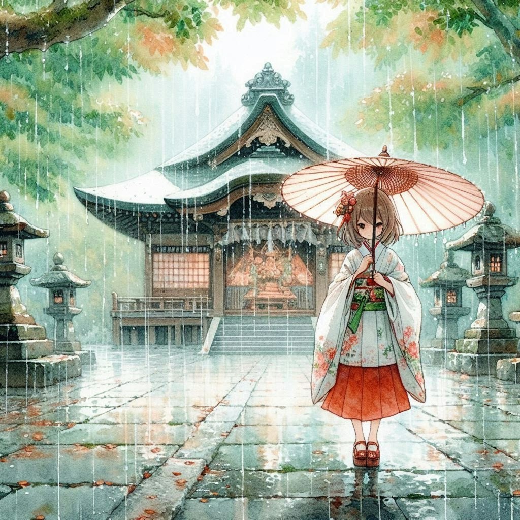 雨の神社