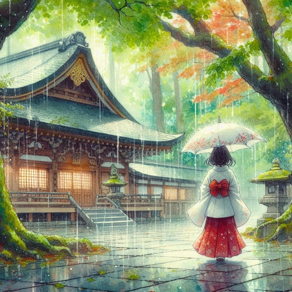 雨の神社