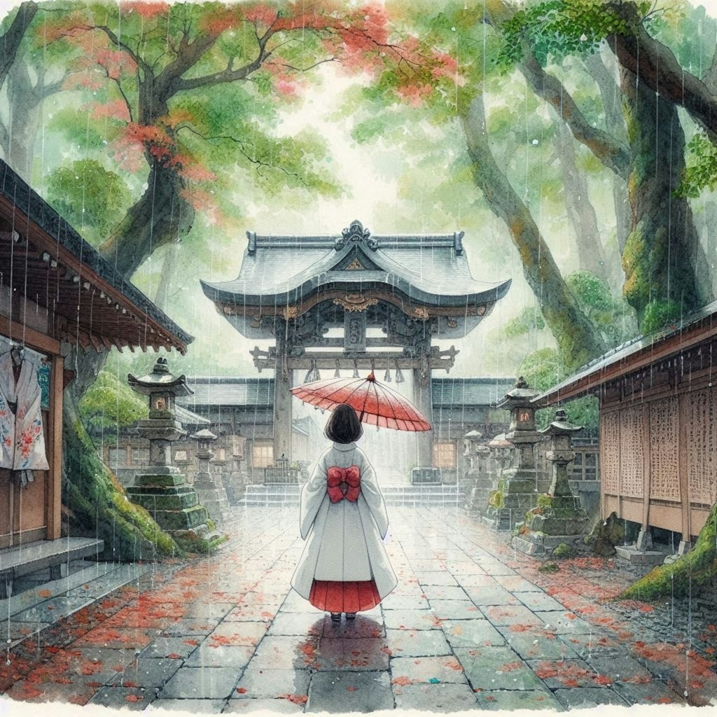 雨の神社