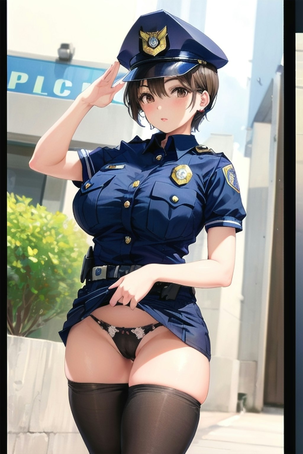 ７日の女性警察官