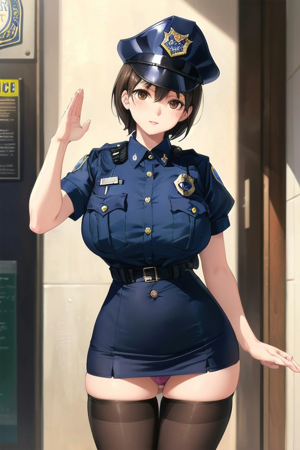 ７日の女性警察官