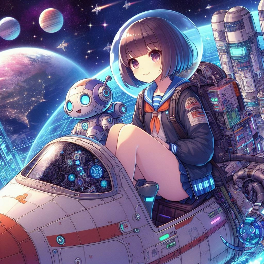 スペースシャトルに乗る女の子