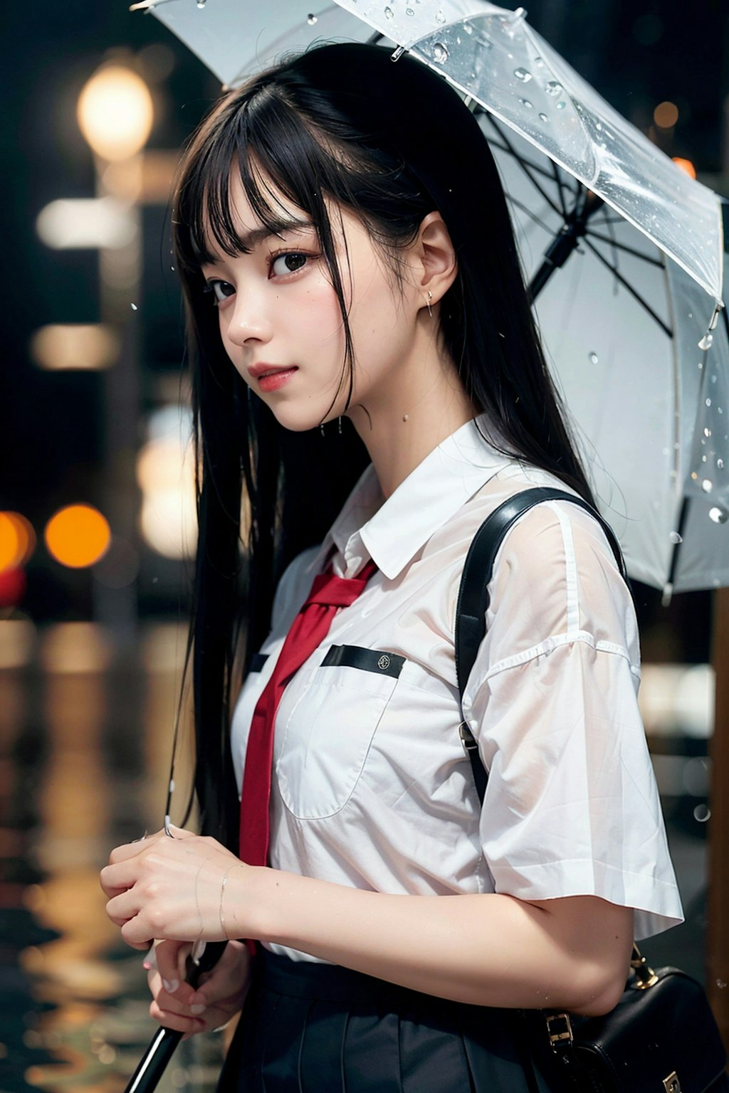 ひどい雨の中、夜歩く女子高生②