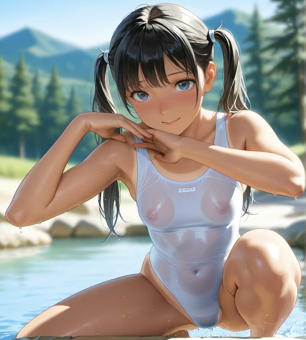 白い水着