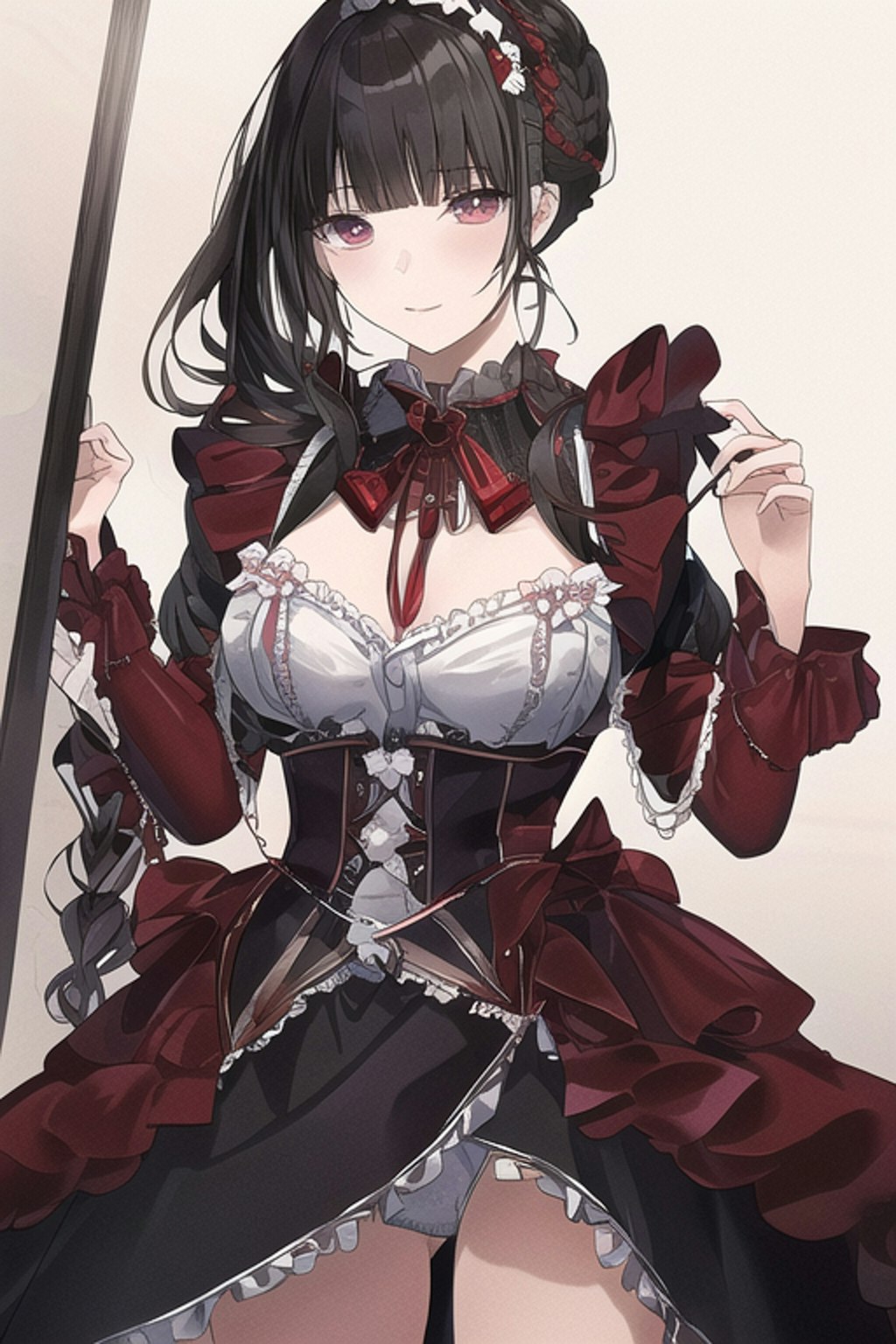 Dark Red Leather Maid