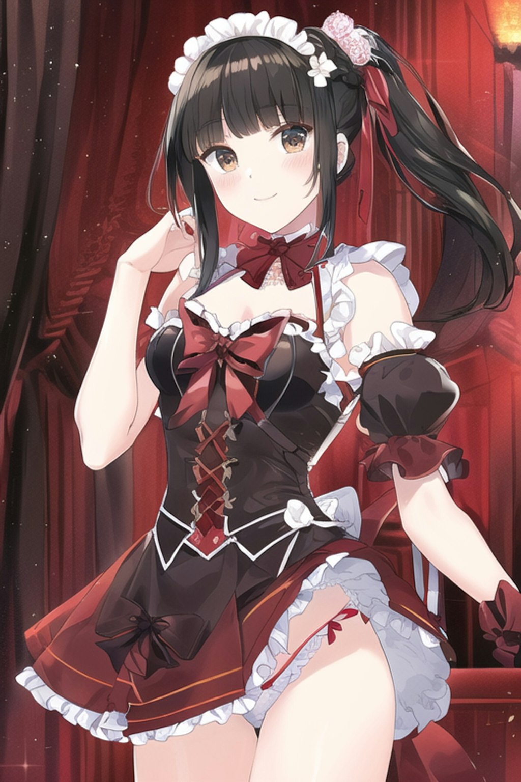 Dark Red Leather Maid