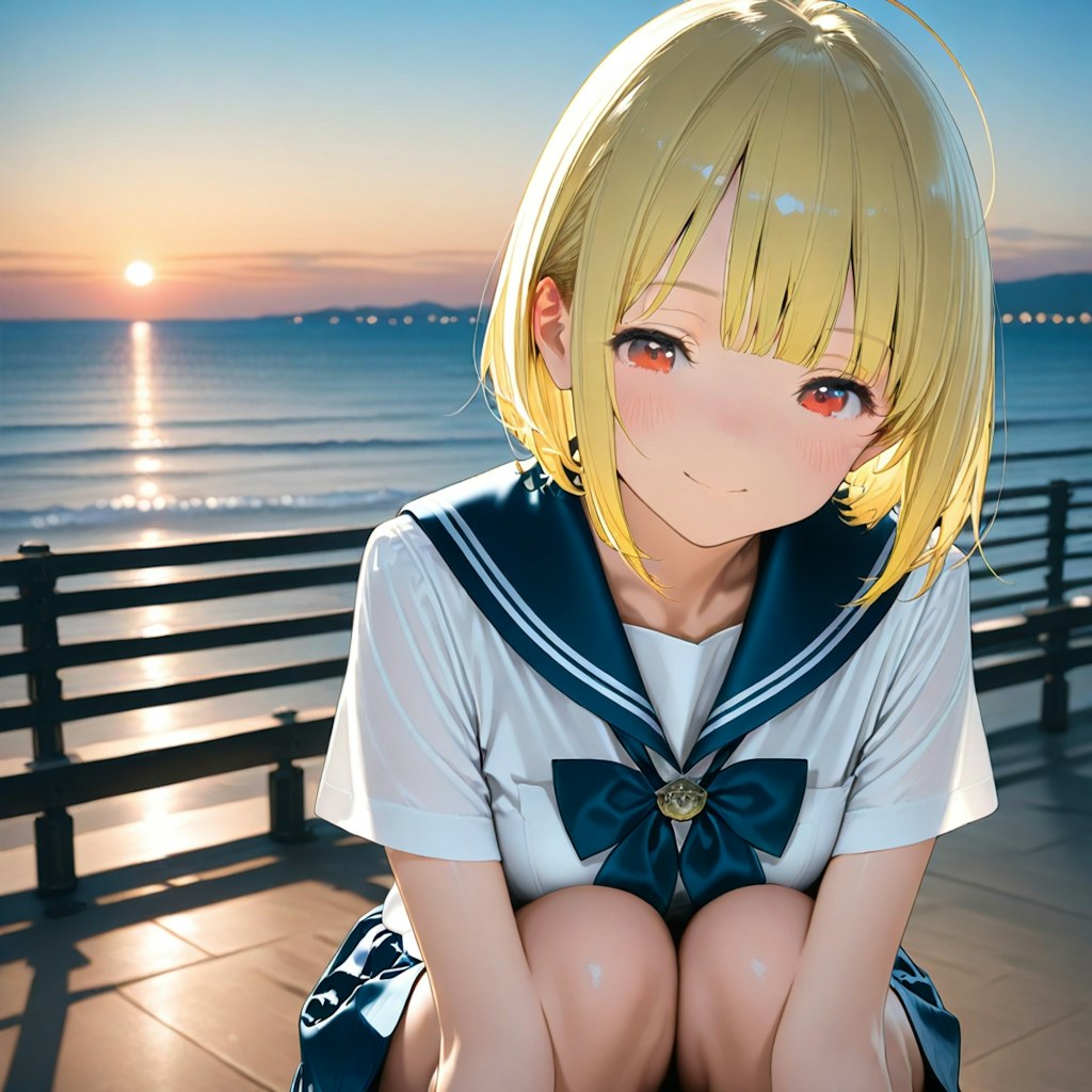 夕陽と彼女♡