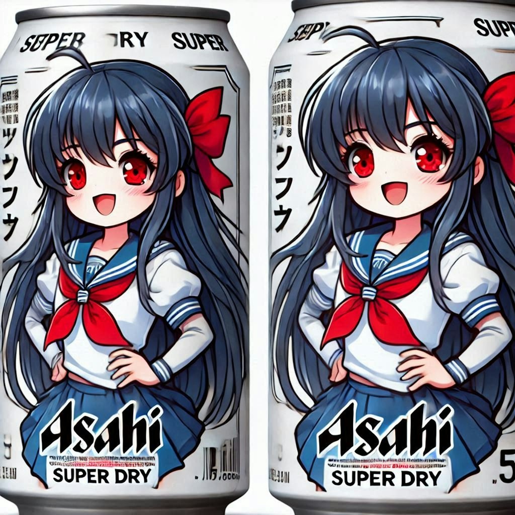 Dalleでリナちゃん柄ビール缶デザイン