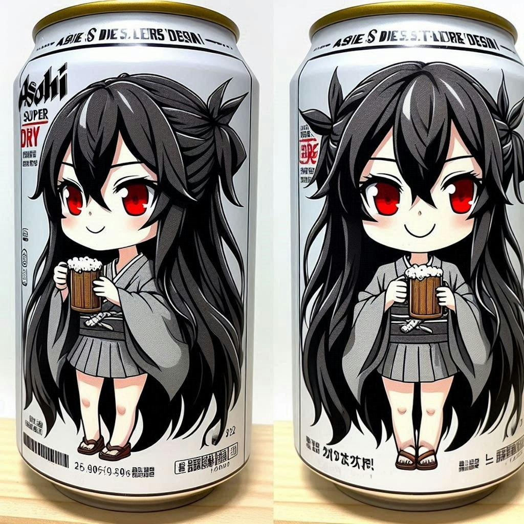 Dalleでリナちゃん柄ビール缶デザイン