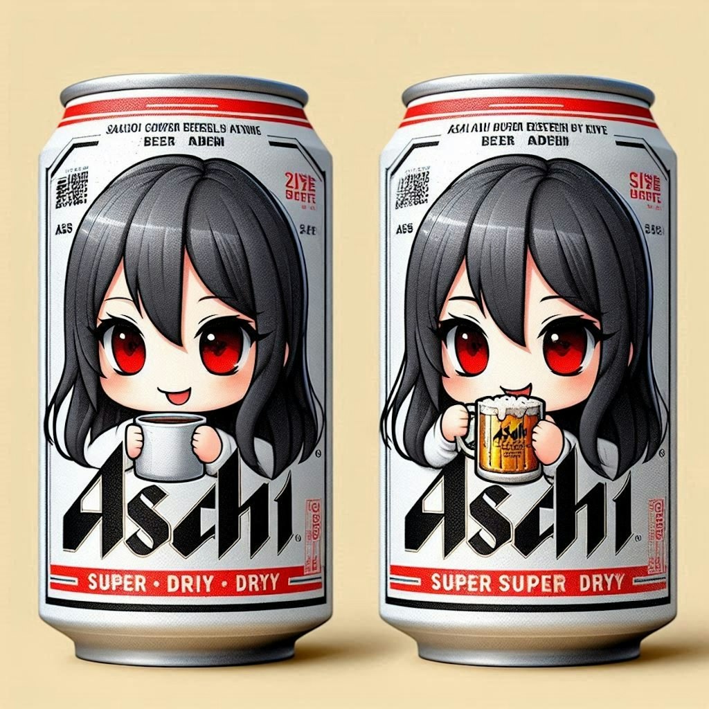 Dalleでリナちゃん柄ビール缶デザイン