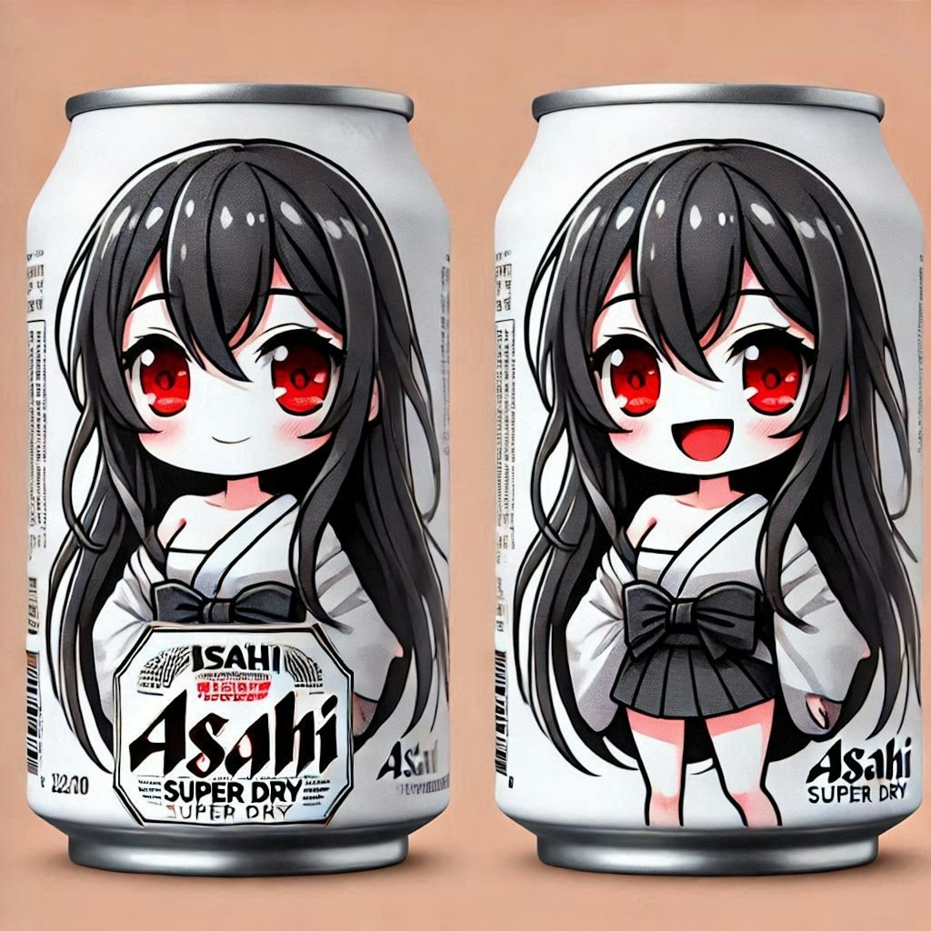 Dalleでリナちゃん柄ビール缶デザイン