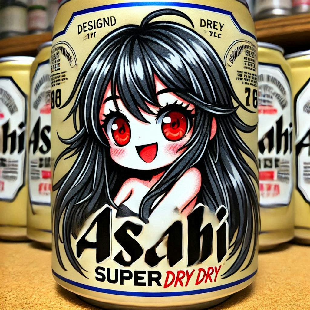 Dalleでリナちゃん柄ビール缶デザイン