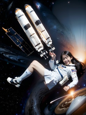 【謎画像】スペースシャトルの固体燃料補助ロケット(SRB)を回収する女子高生
