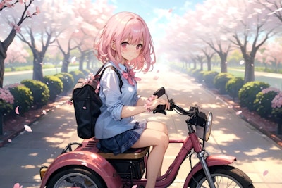 桜と私と三輪車