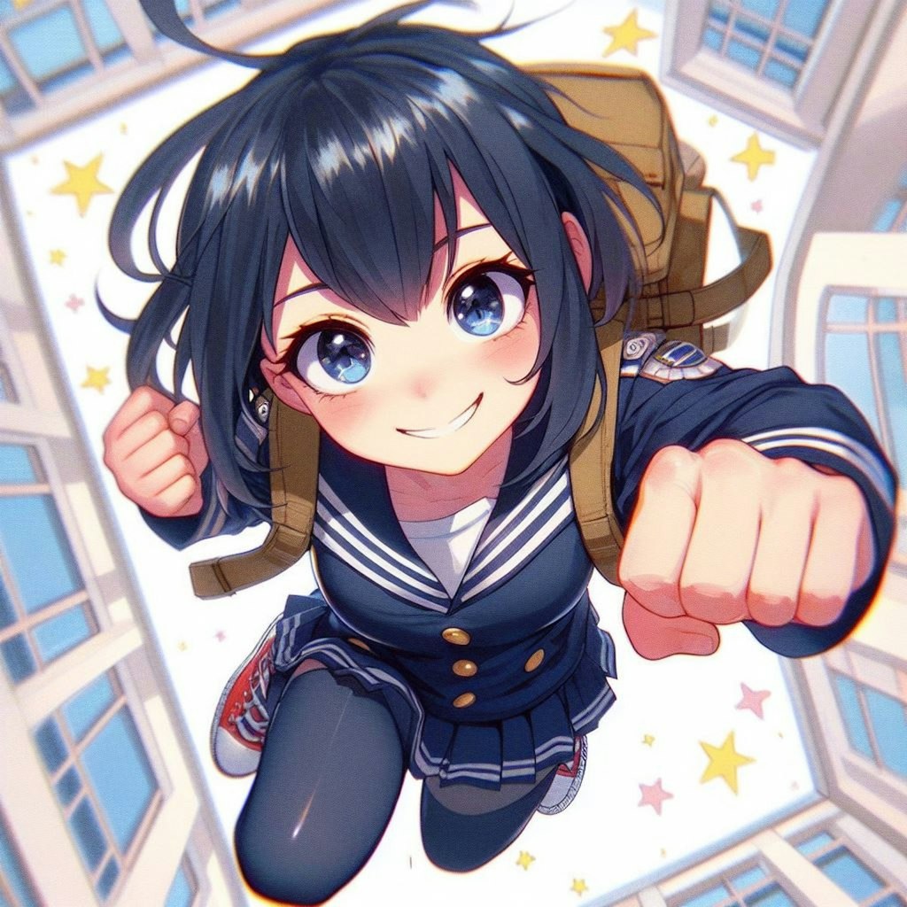 女の子のパンチ（Copilot）