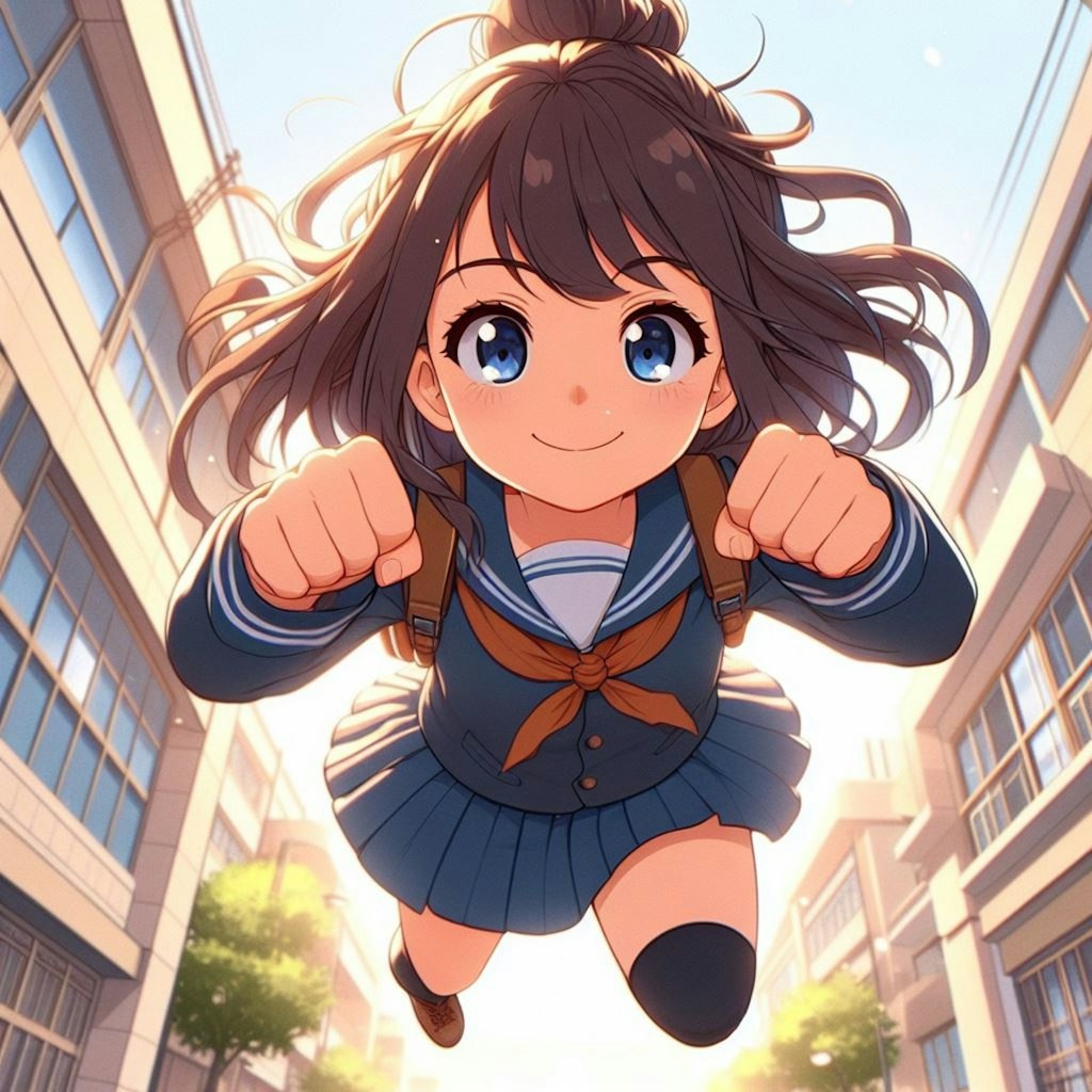 女の子のパンチ（Copilot）