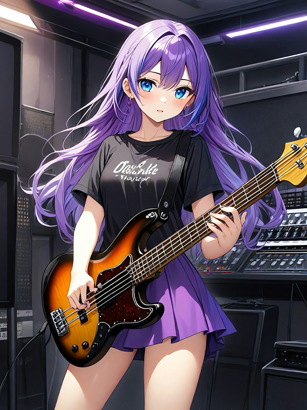 音楽スタジオで練習する志乃舞🎸