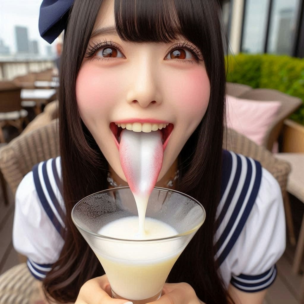 制服の女性の精飲