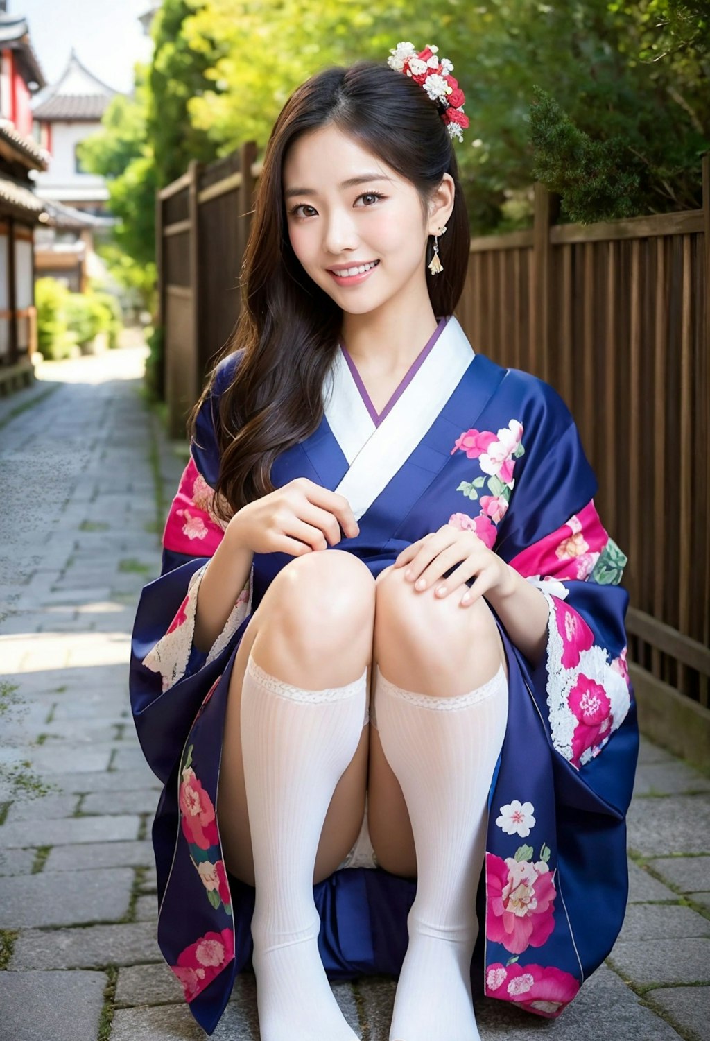 あの、少しの間だけ休憩させていただいてます。着物が思ったよりも重くて……