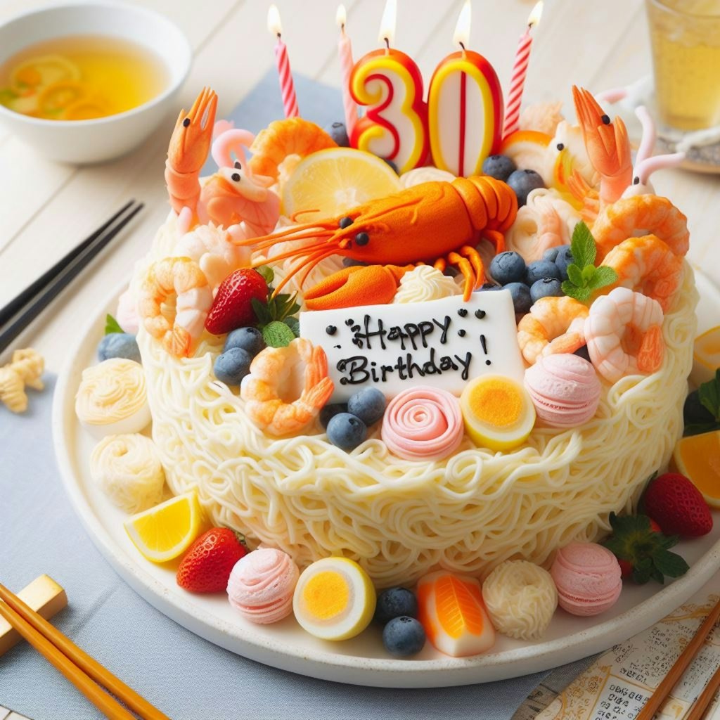 海鮮麵からの誕生日ケーキ_20240217