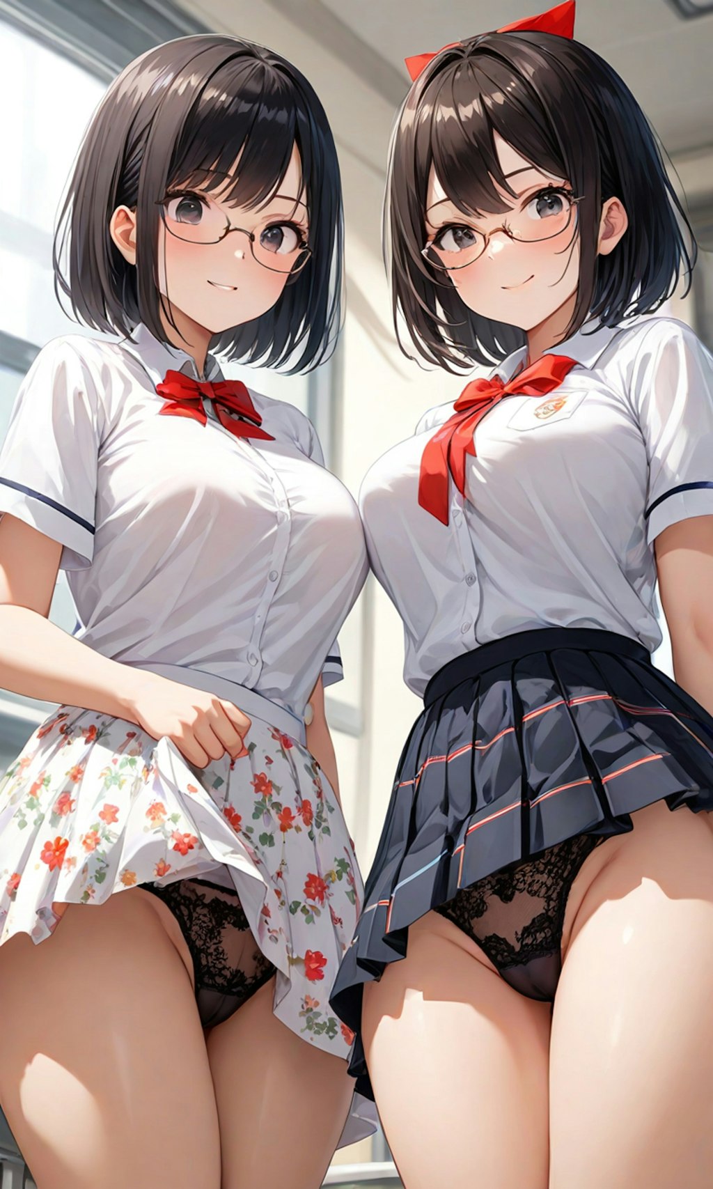 パンチラとセーラー服と眼鏡と女子高校生と