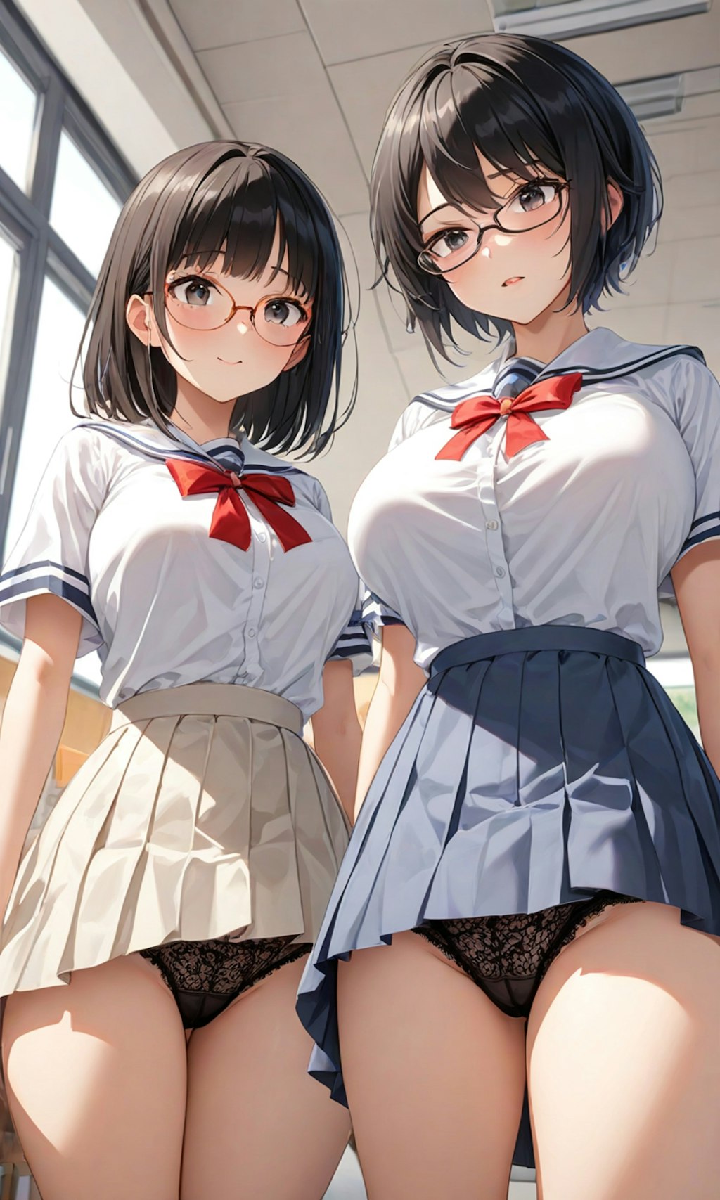 パンチラとセーラー服と眼鏡と女子高校生と