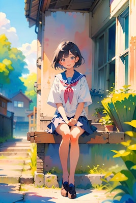 【02】High School Girl [Black Short Hair(Sailor uniform version)]