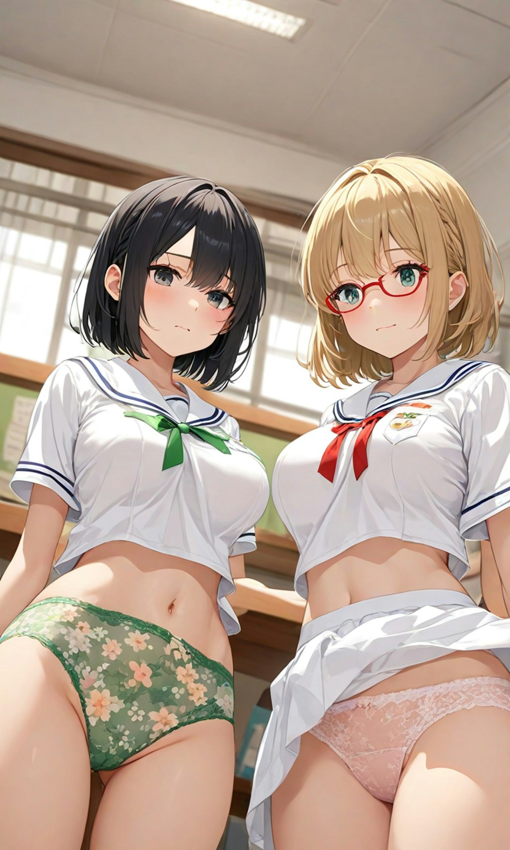 お着替えとセーラー服と眼鏡と女子高校生と