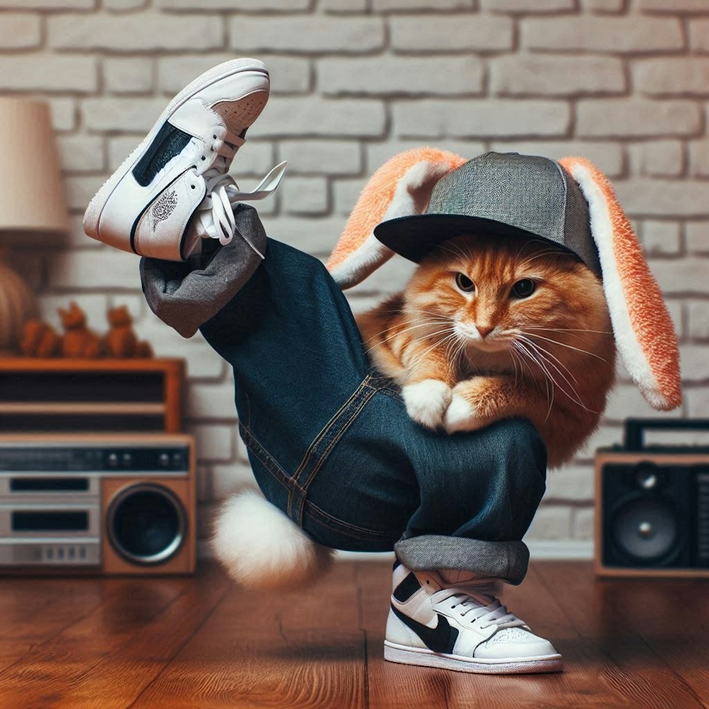 ウサギに扮する猫