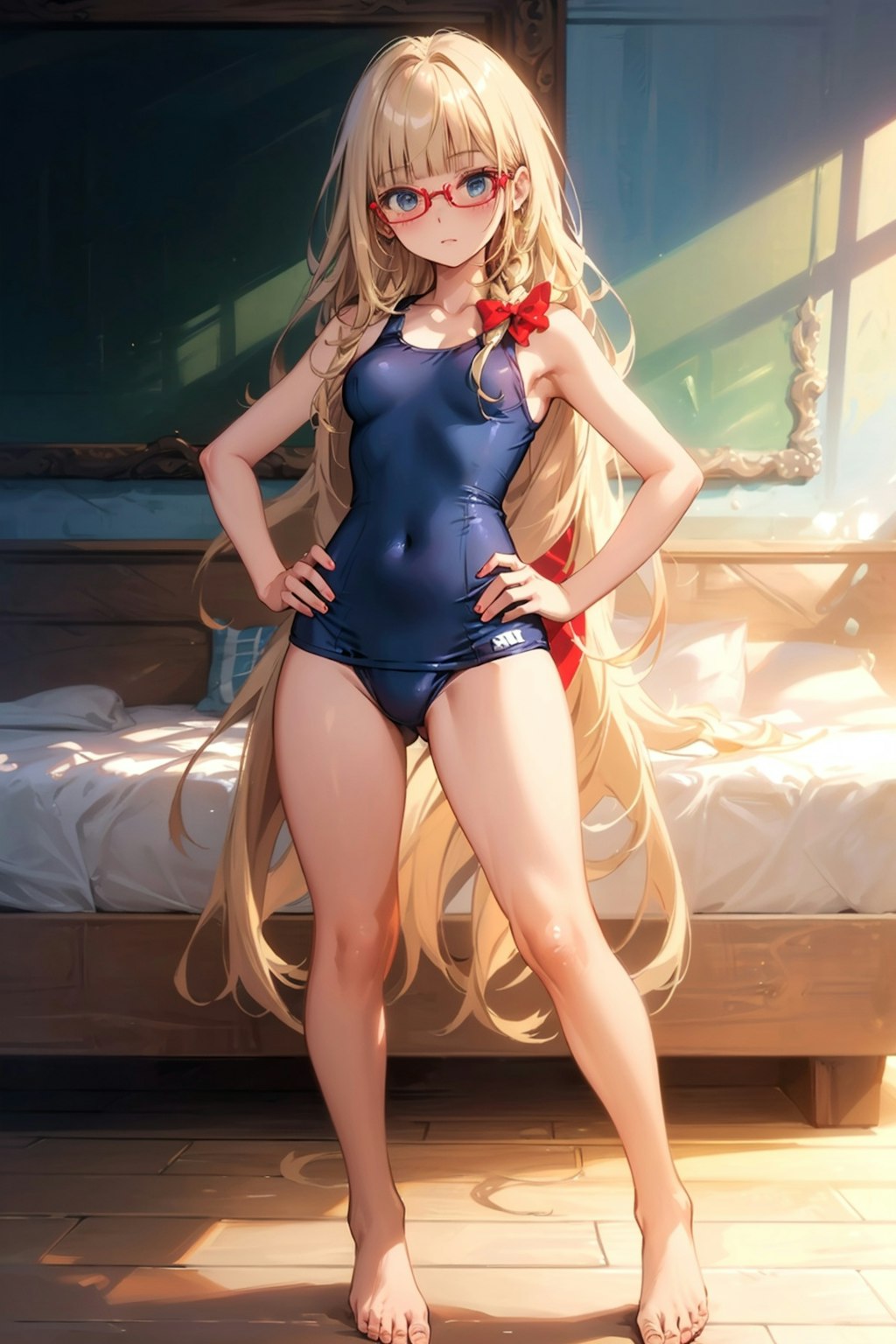 スク水の眼鏡っ娘