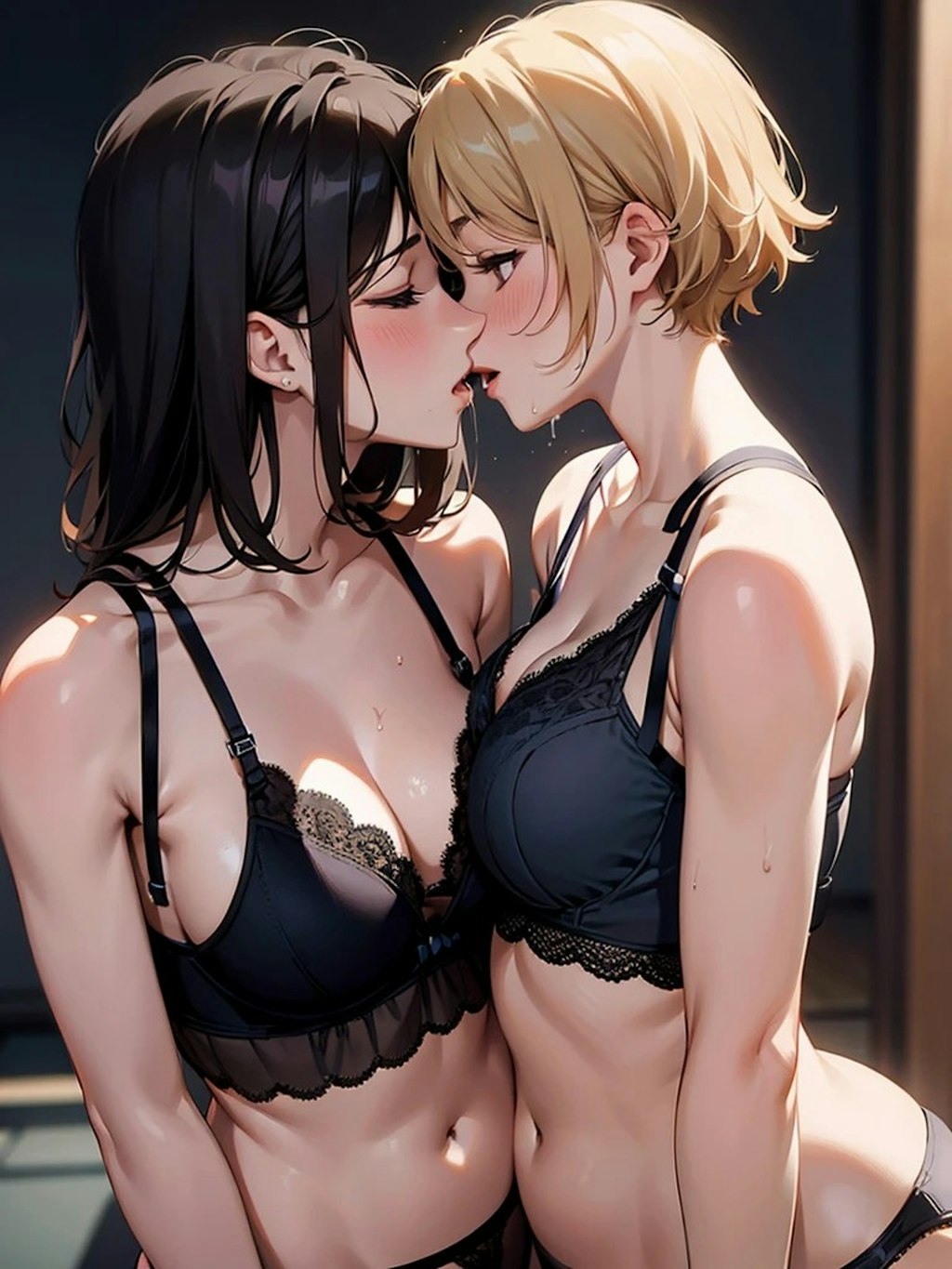 百合カップルのキス