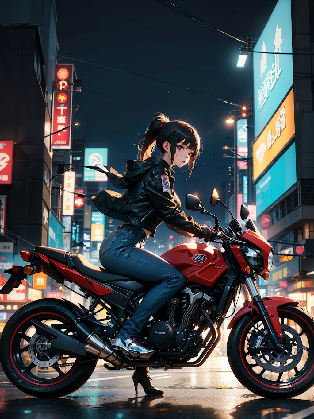 【二次元】サイバー&バイク女子