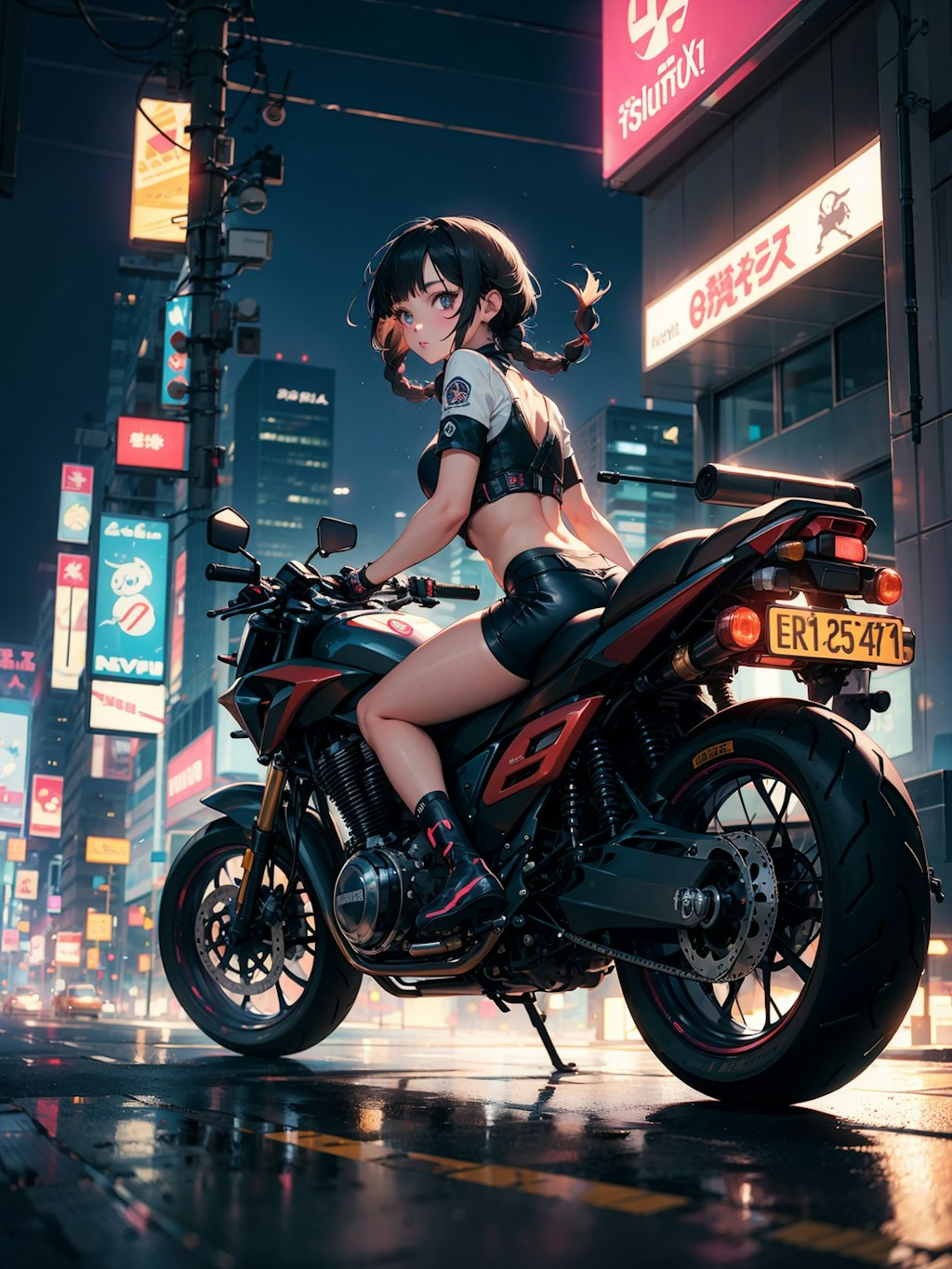 【二次元】サイバー&バイク女子