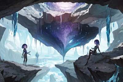 異星人の月にある水晶の洞窟の奥深く…