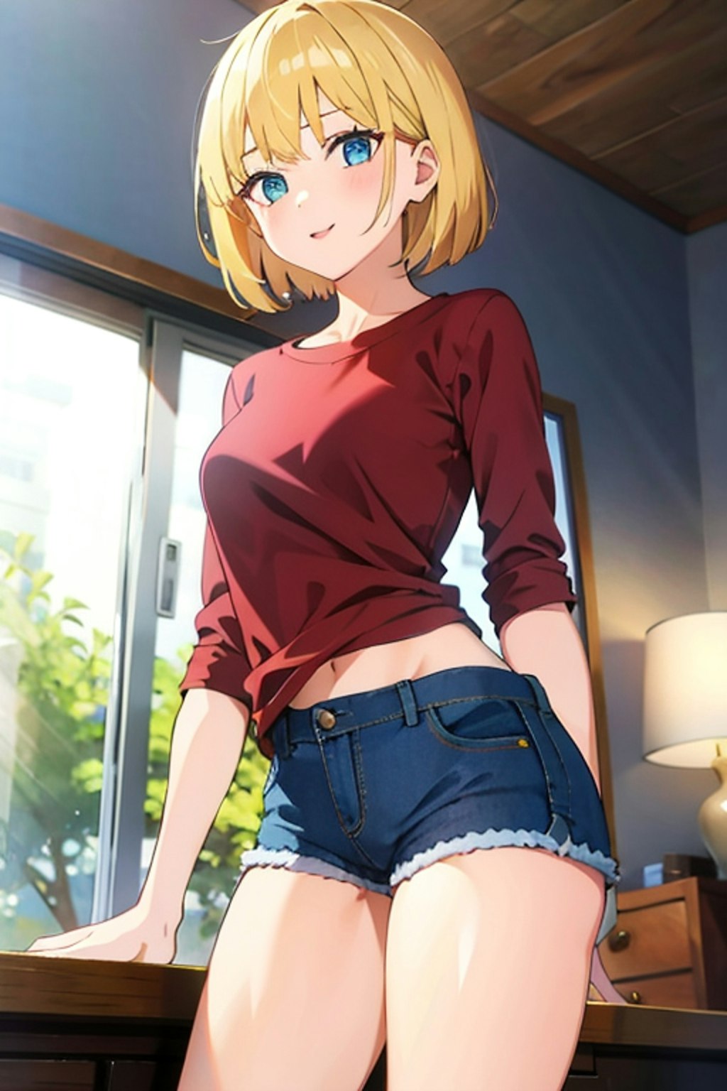 デニムショートパンツ履いたノースリーブの格好の女の子を生成したはずが・・・