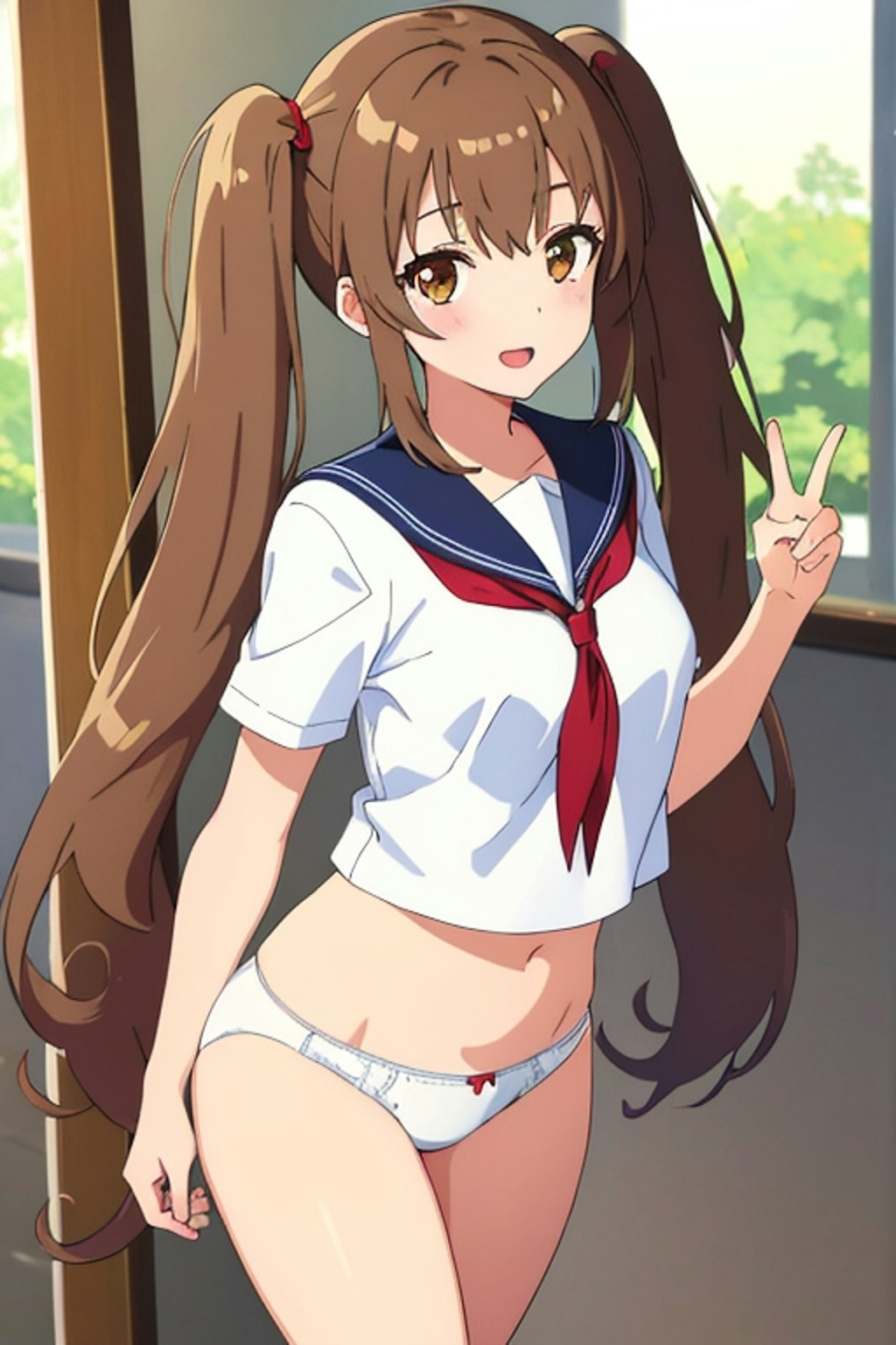 Serafuku twintails girl