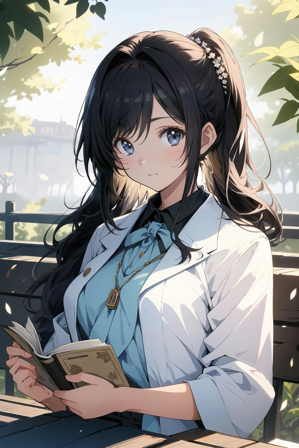 秋の読書少女