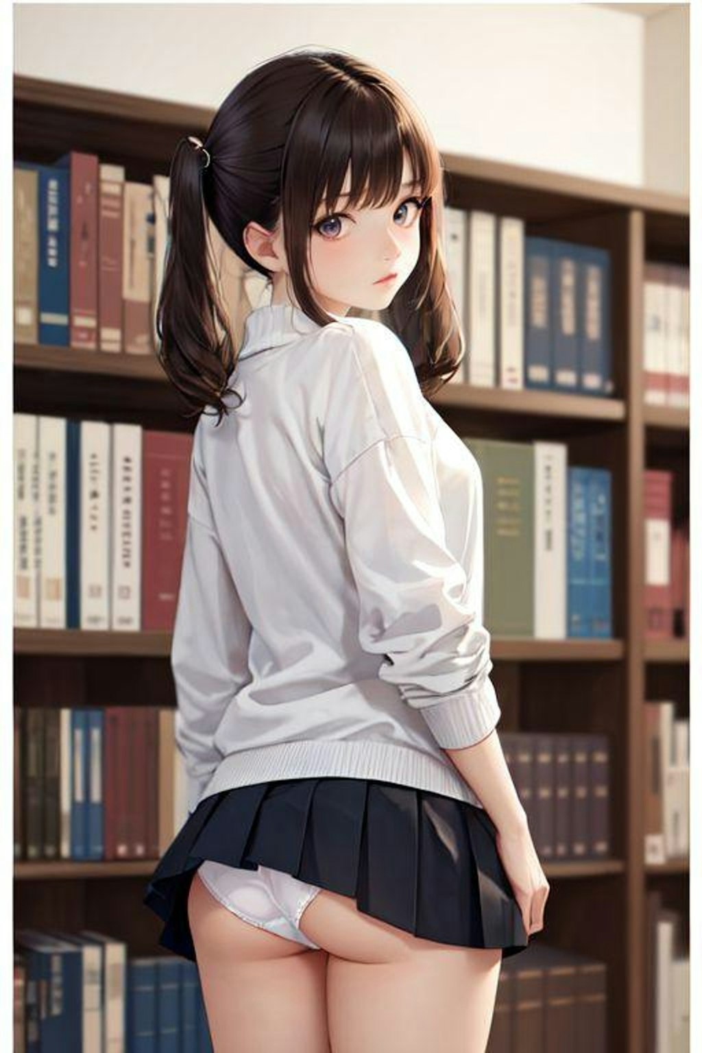 図書室でパンチラ